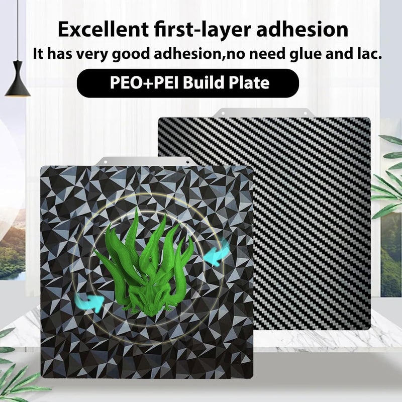 Wefuit 235x235mm Build Plate for AD5X/AD5M/AD5M pro/Ender 3/3 Pro/Ender 3 S1/Ender 3 V2 Neo/Ender 3 Neo 3D Printer,Diamond PEO+Carbon Fiber PET Spring Steel Sheet Plate 3D Printer Platform. - Image 4